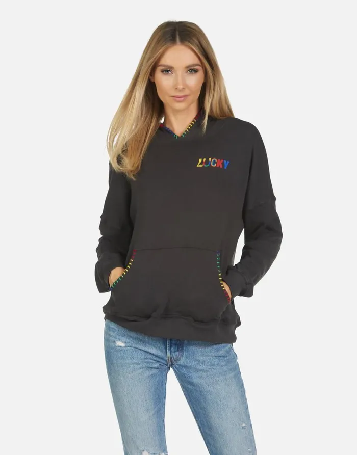 Women039s Raya Lucky Happy Face Onyx Lauren Moshi Hoodies