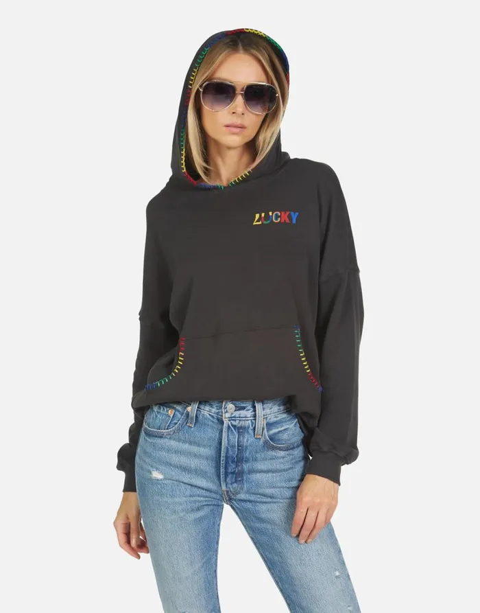 Women039s Raya Lucky Happy Face Onyx Lauren Moshi Hoodies
