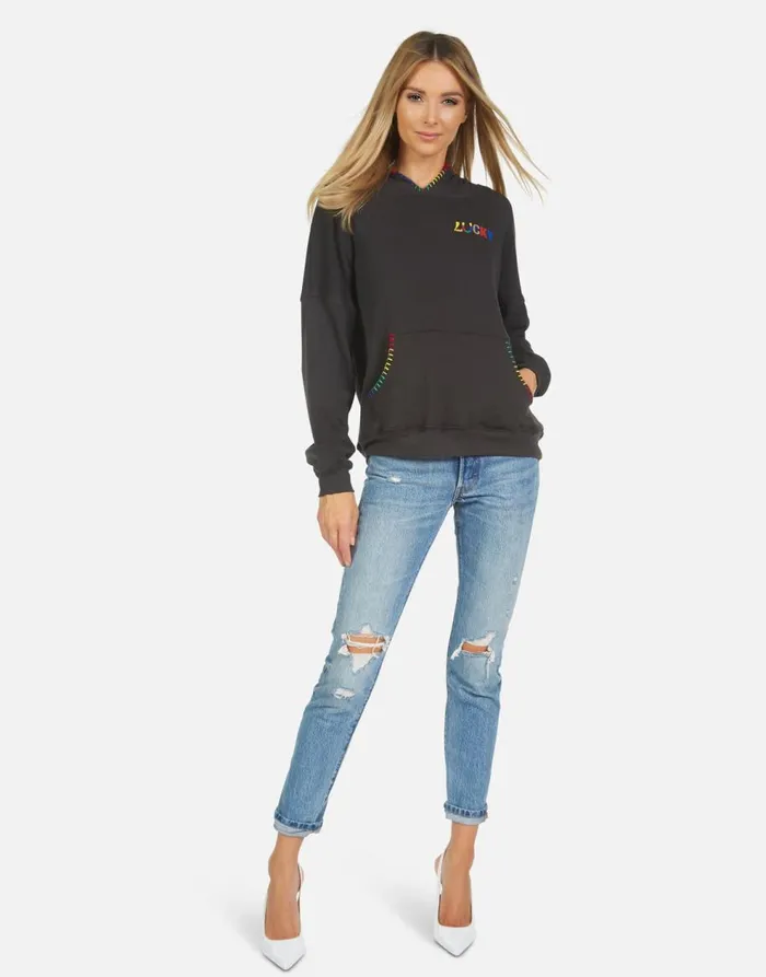 Women039s Raya Lucky Happy Face Onyx Lauren Moshi Hoodies