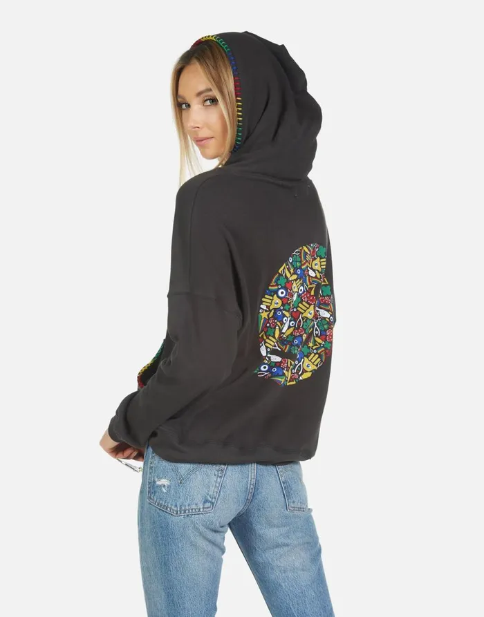 Women039s Raya Lucky Happy Face Onyx Lauren Moshi Hoodies