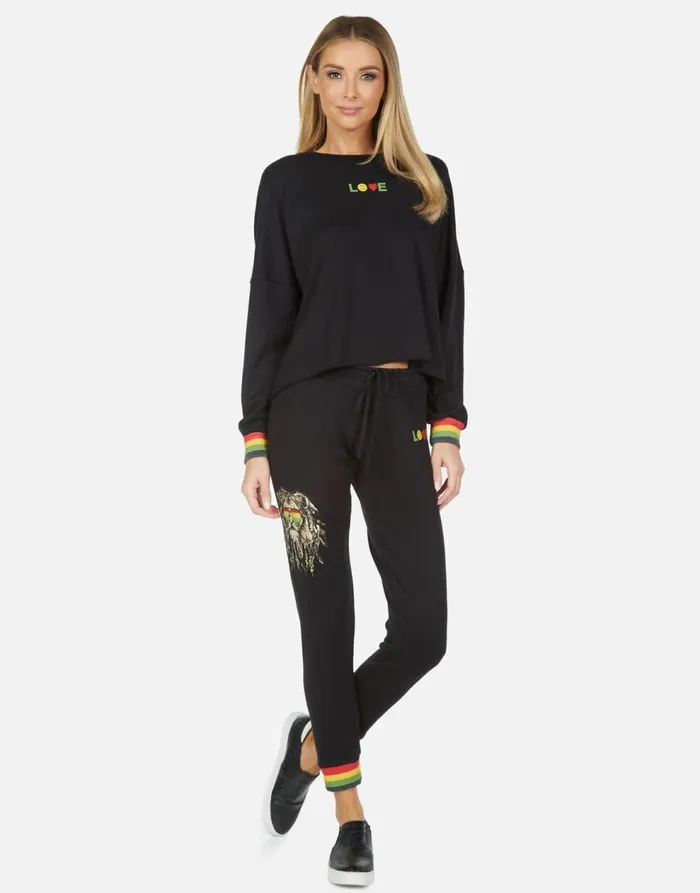 Women039s Valencia Rasta Lion Black Lauren Moshi Long Sweatpants