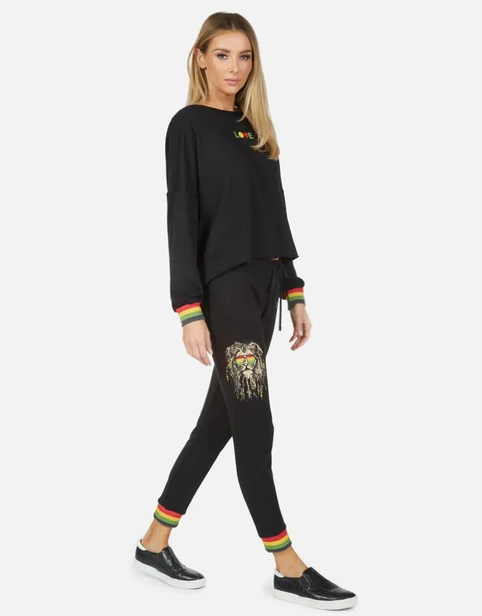Women039s Valencia Rasta Lion Black Lauren Moshi Long Sweatpants