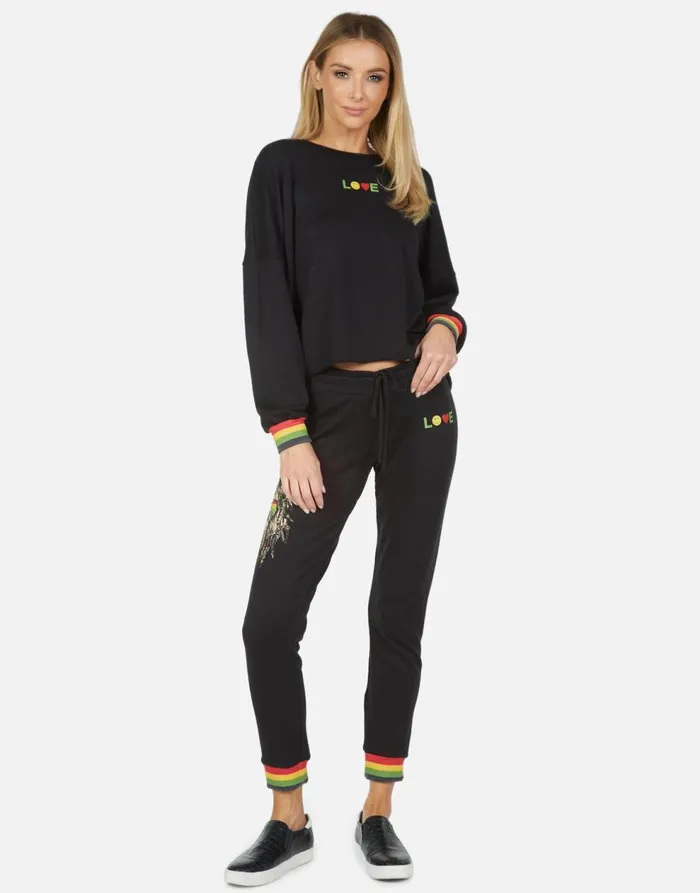 Women039s Valencia Rasta Lion Black Lauren Moshi Long Sweatpants