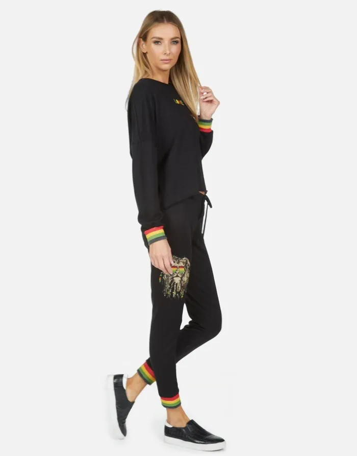 Women039s Valencia Rasta Lion Black Lauren Moshi Long Sweatpants
