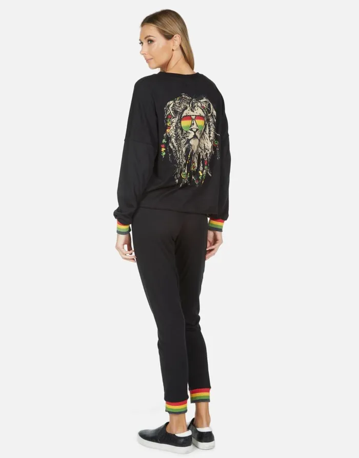 Women039s Valencia Rasta Lion Black Lauren Moshi Long Sweatpants