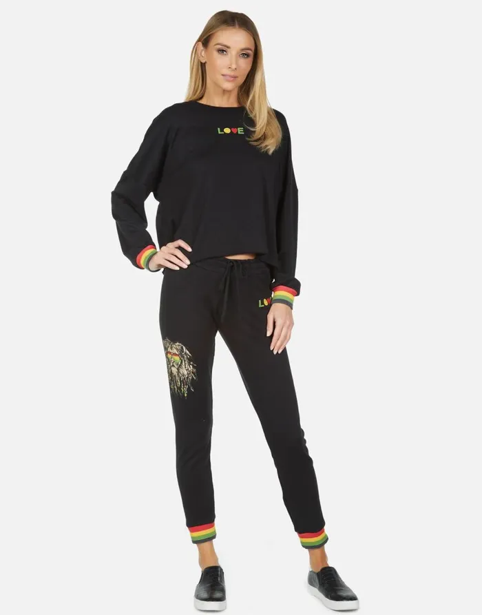 Women039s Valencia Rasta Lion Black Lauren Moshi Long Sweatpants