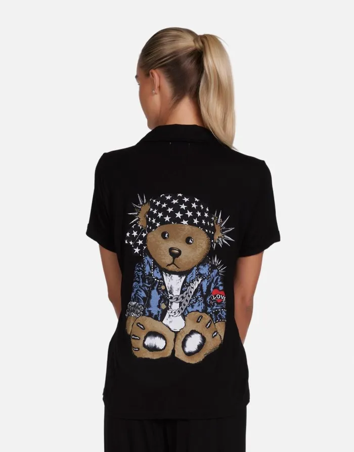 Women039s Waverly Rocker Teddy Black Lauren Moshi Short Sleeve