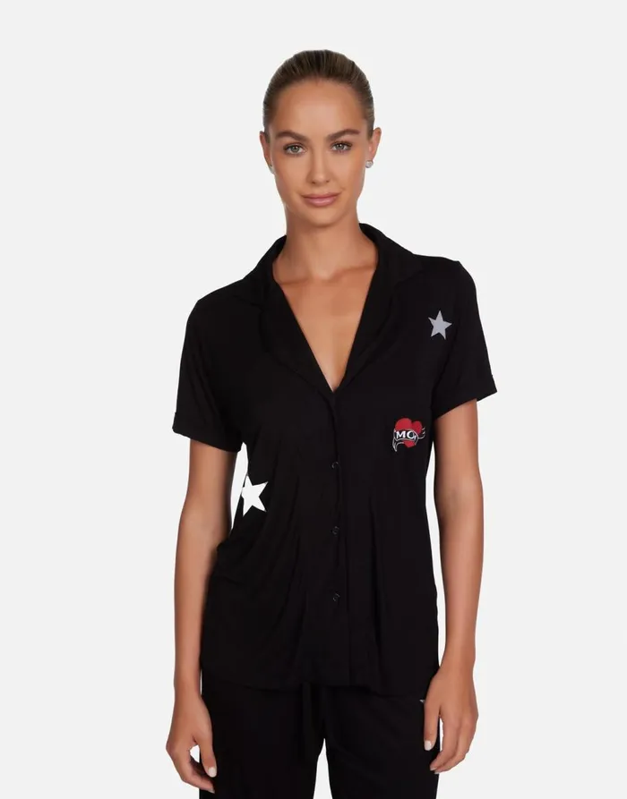 Women039s Waverly Rocker Teddy Black Lauren Moshi Short Sleeve