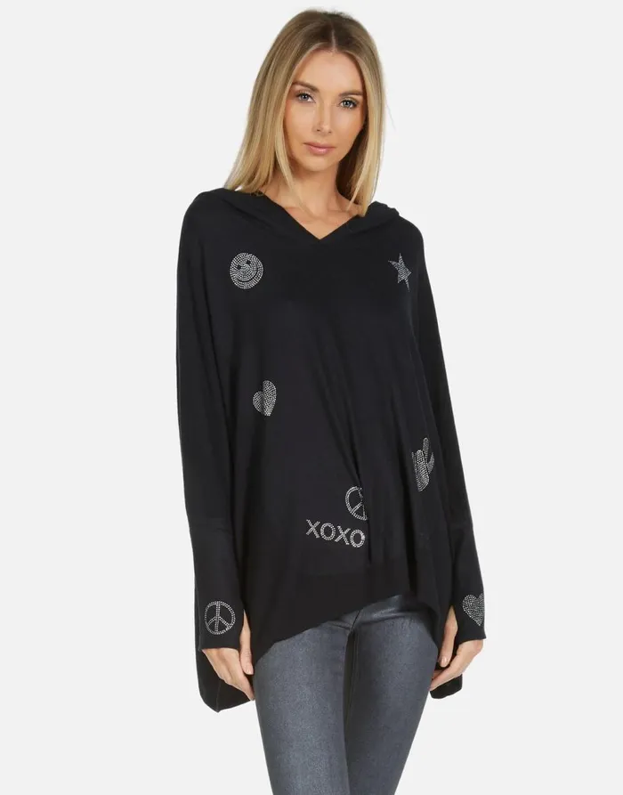 Women039s Wilma Crystal XO Elements Black Lauren Moshi Hoodies