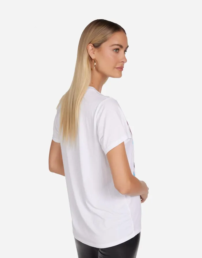 Women039s Wolf Color Crystal Multi Stars White Lauren Moshi Short Sleeve