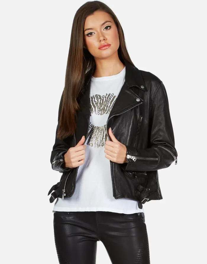 Women039s X Posey X Gold Chain Kiss Black Lauren Moshi Jackets