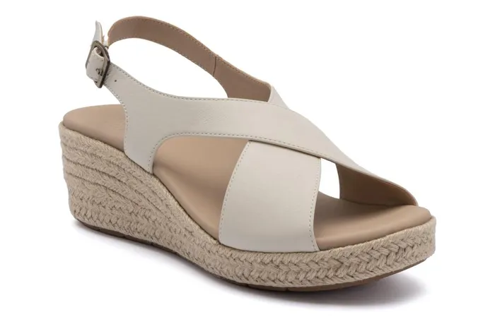 Women ABEO Footwear Sandals Riviera Cross Off White Leather