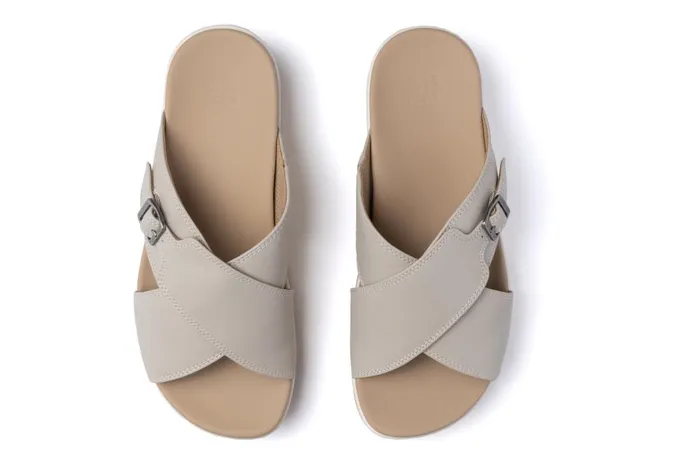 Women ABEO Footwear Sandals Solstice Cross Slide Beige Women ABEO Footwear Sandals Solstice Cross Slide Beige