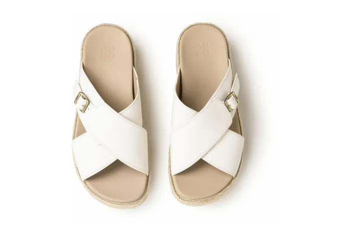 Women ABEO Footwear Sandals Solstice Cross Slide Coconut Milk Women ABEO Footwear Sandals Solstice Cross Slide Coconut Milk