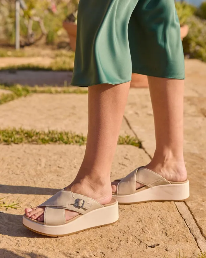 Women ABEO Footwear Sandals Solstice Cross Slide Coconut Milk Women ABEO Footwear Sandals Solstice Cross Slide Coconut Milk