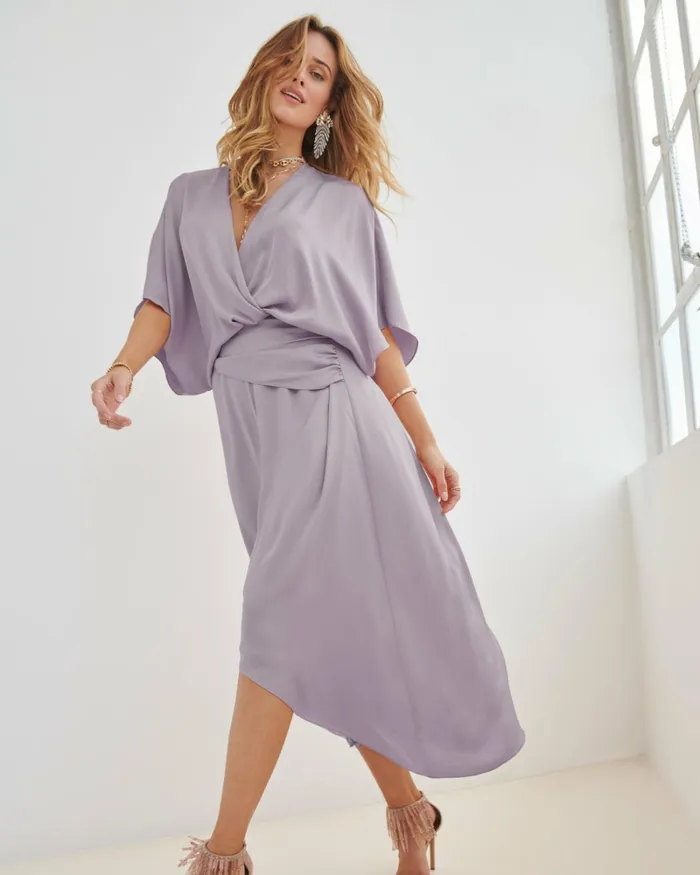 Women Adiel Wrap Midi Dress Soiree Red Ramy Brook Dresses