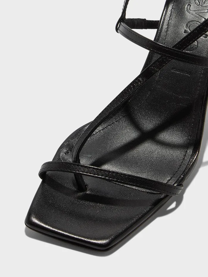 Women Aeyde ELISE Black Leather Heeled Sandal Aeyde Heeled Sandals
