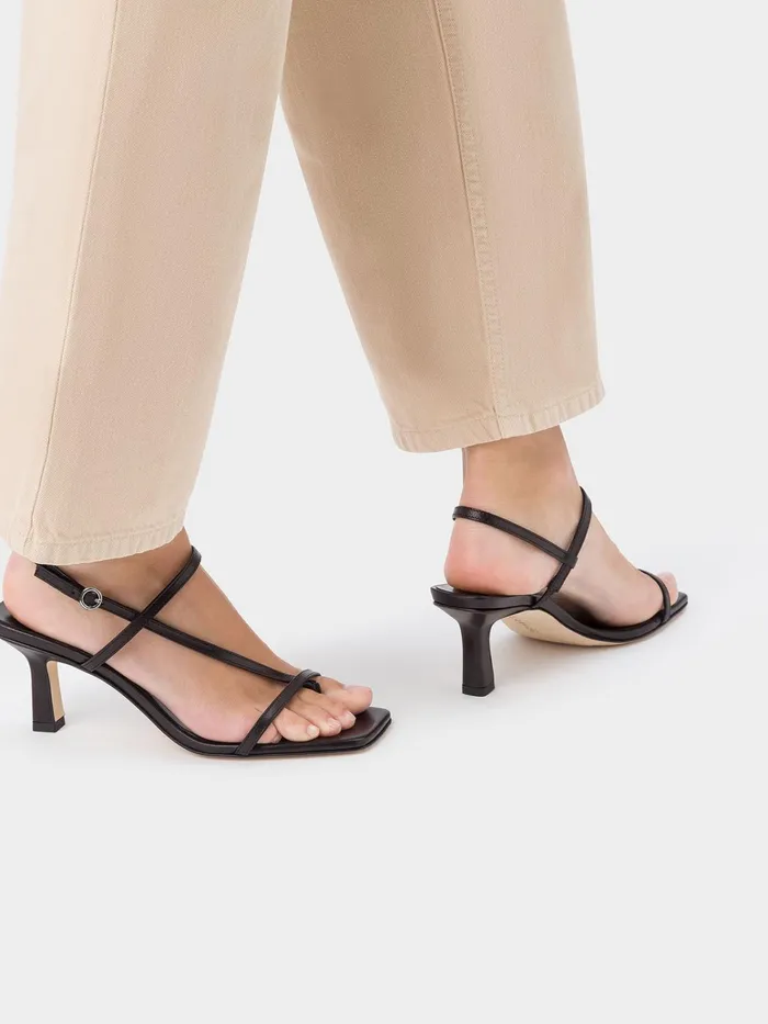 Women Aeyde ELISE Black Leather Heeled Sandal Aeyde Heeled Sandals