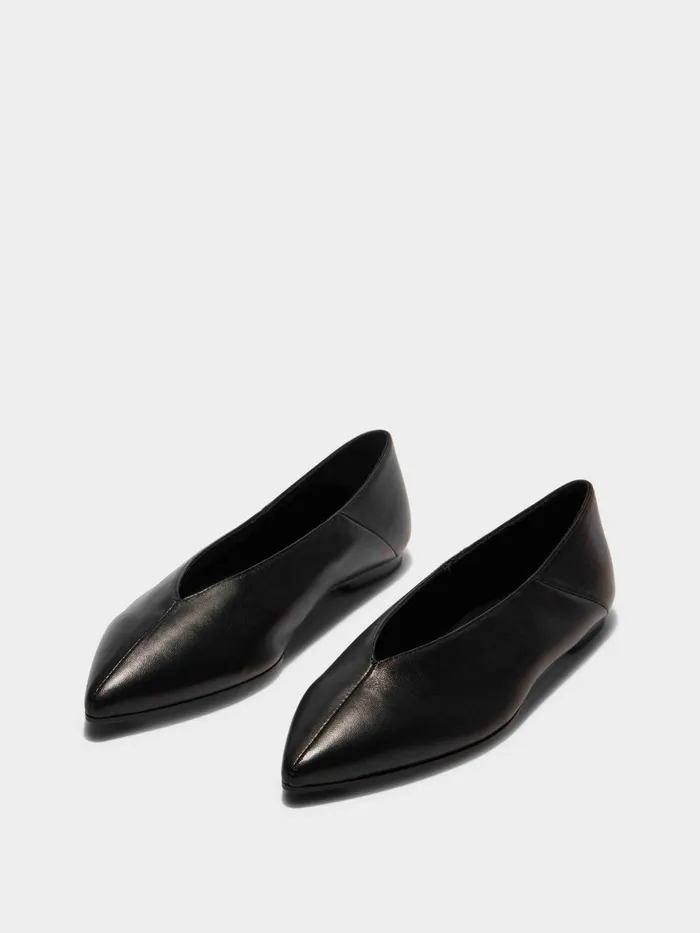 Women Aeyde MOA Black Pointed Toe Flat Aeyde Flats