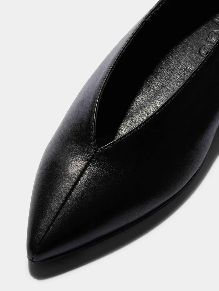Women Aeyde MOA Black Pointed Toe Flat Aeyde Flats
