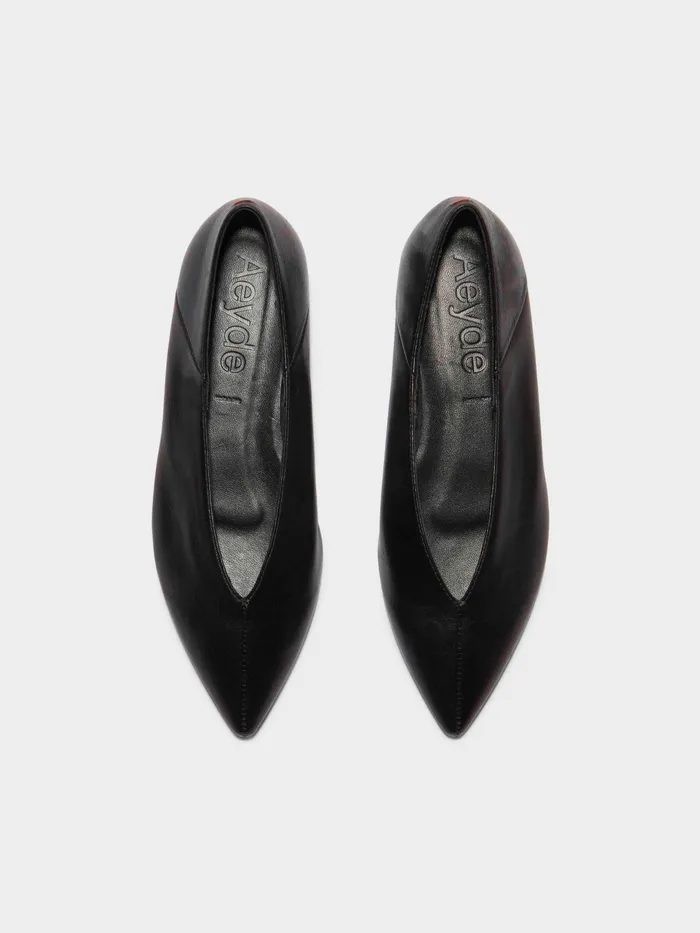 Women Aeyde MOA Black Pointed Toe Flat Aeyde Flats