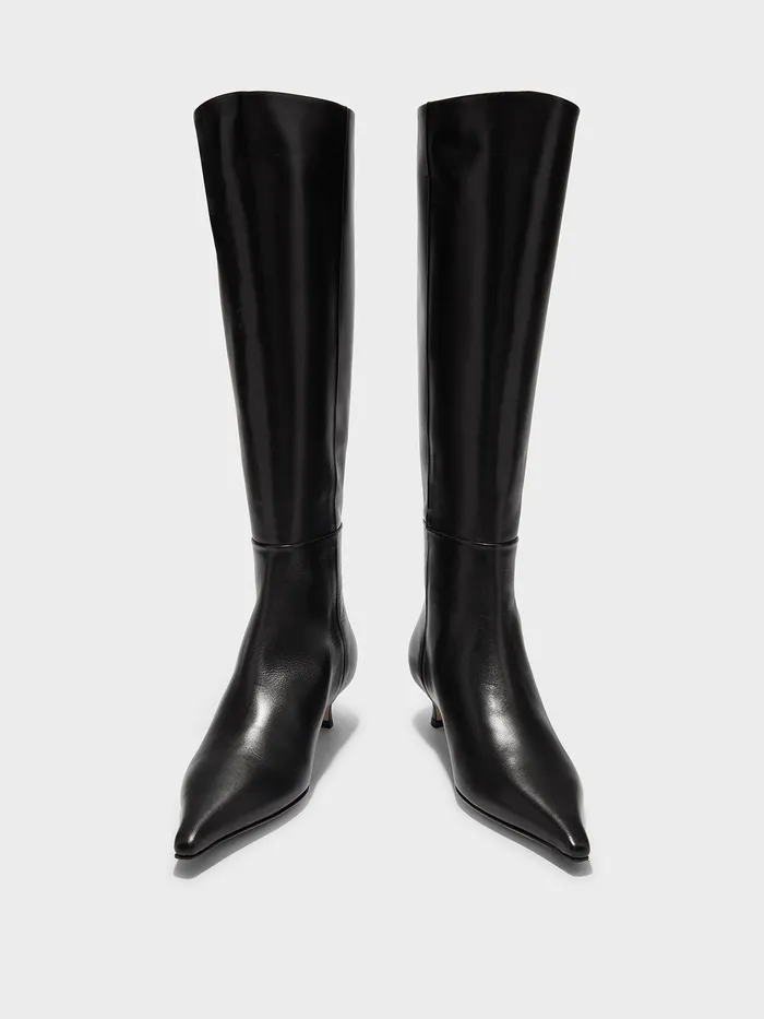 Women Aeyde ZAZIE Black Kitten Heel KneeHigh Boot Aeyde KneeHigh Boots
