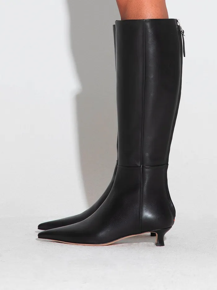 Women Aeyde ZAZIE Black Kitten Heel KneeHigh Boot Aeyde KneeHigh Boots