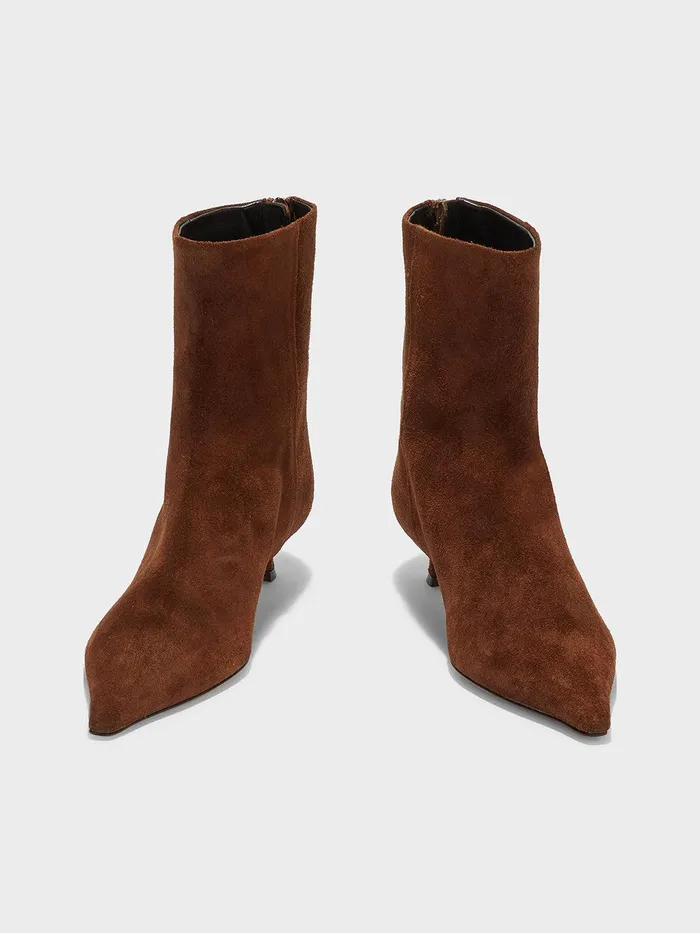 Women Aeyde ZOE Brown Suede Kitten Heel Ankle Boot Aeyde Ankle Boots