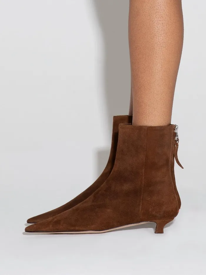 Women Aeyde ZOE Brown Suede Kitten Heel Ankle Boot Aeyde Ankle Boots