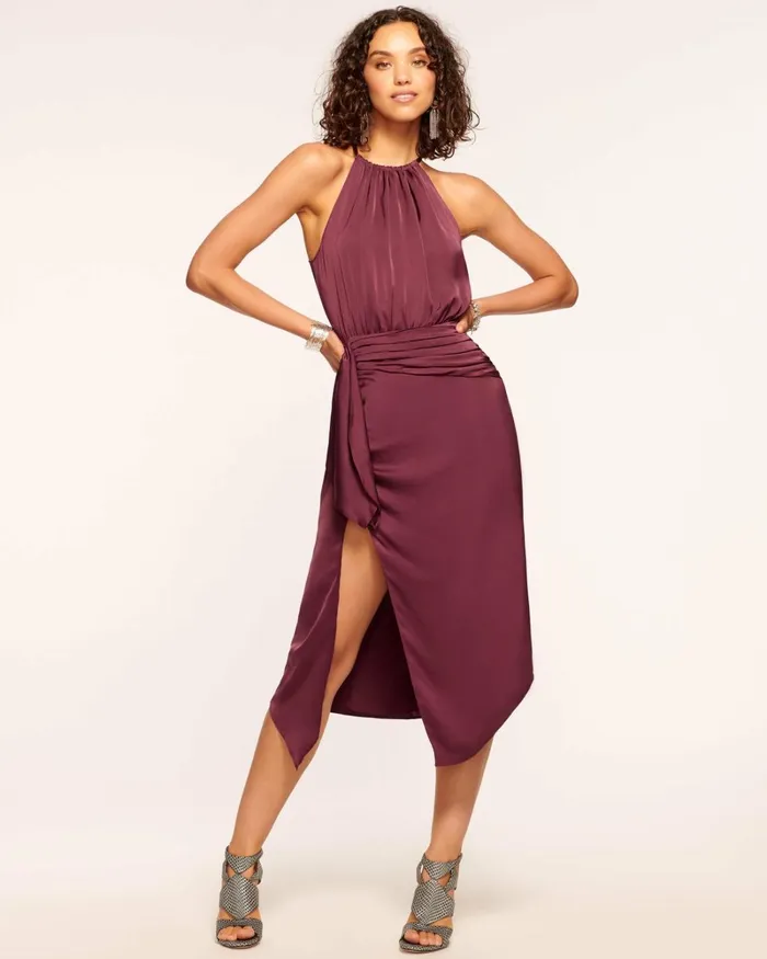 Women Amanda Ruched Midi Dress Cabernet Ramy Brook Dresses Women Amanda Ruched Midi Dress Cabernet Ramy Brook Dresses