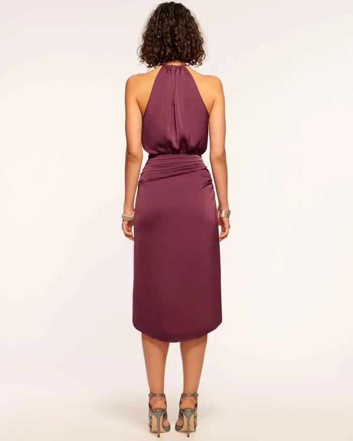 Women Amanda Ruched Midi Dress Cabernet Ramy Brook Dresses Women Amanda Ruched Midi Dress Cabernet Ramy Brook Dresses