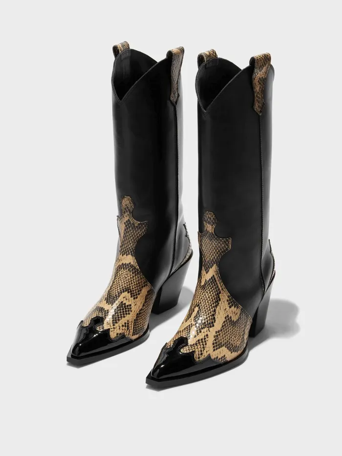Women Ariel Leather Cowboy Boots Aeyde Ankle Boots
