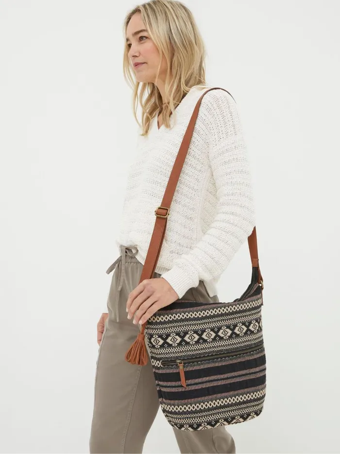 Women Bags and Purses Fat Face Evalie Black Woven Bag