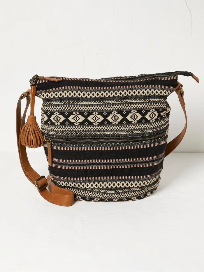 Women Bags and Purses Fat Face Evalie Black Woven Bag