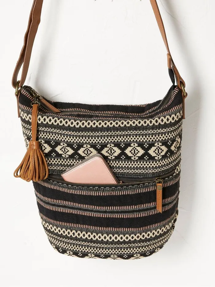 Women Bags and Purses Fat Face Evalie Black Woven Bag