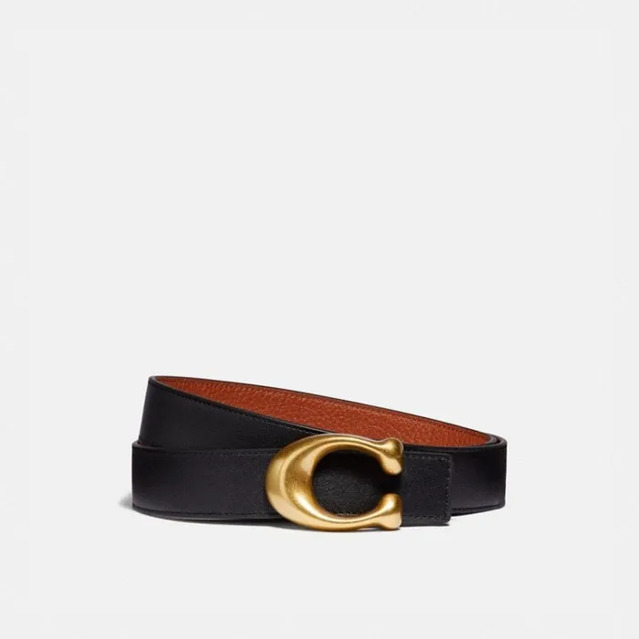 Women Belts Coach C Hardware Reversible Belt 32 Mm Brassblack1941 Saddle