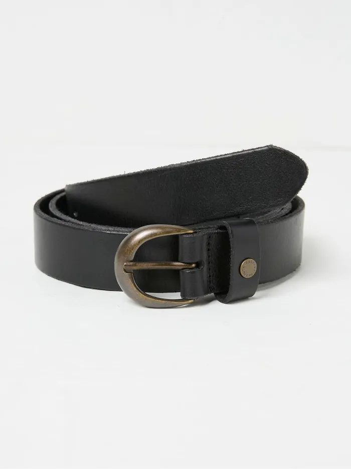 Women Belts Fat Face Black Leather Jean Belt