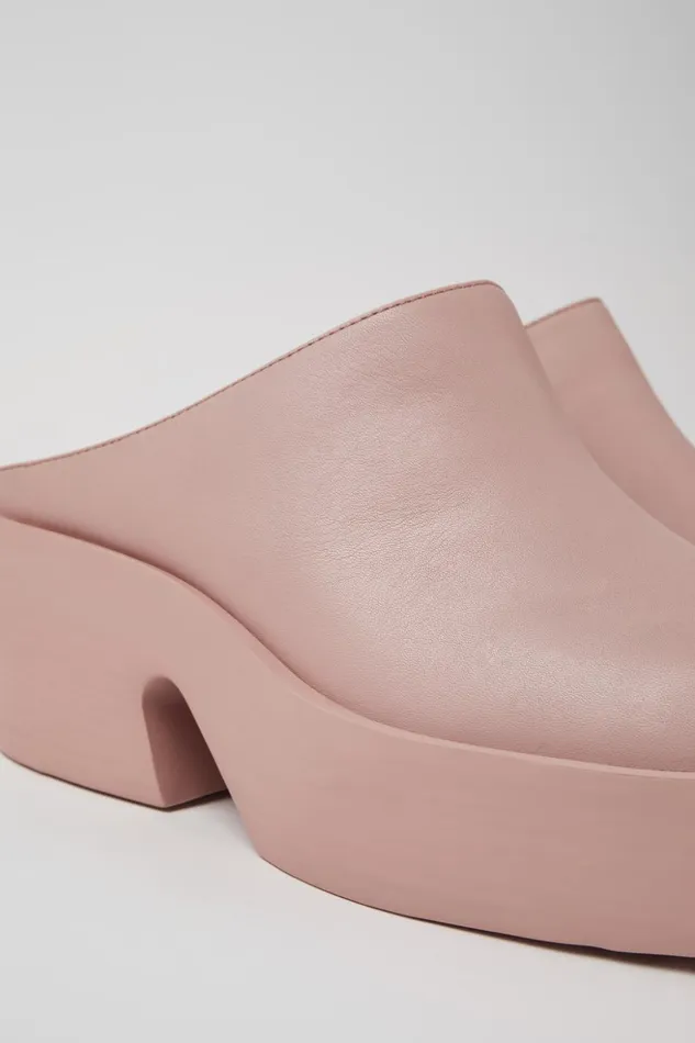 Women Billie Pink Leather Clogs Camper Formal Shoes