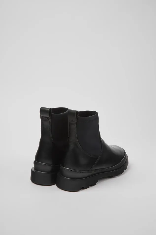 Women Brutus Black Leather And Textile Ankle Boots Camper Ankle Boots