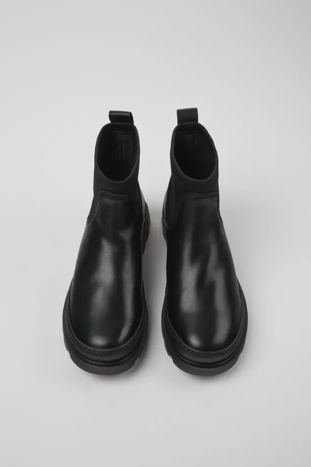 Women Brutus Black Leather And Textile Ankle Boots Camper Ankle Boots