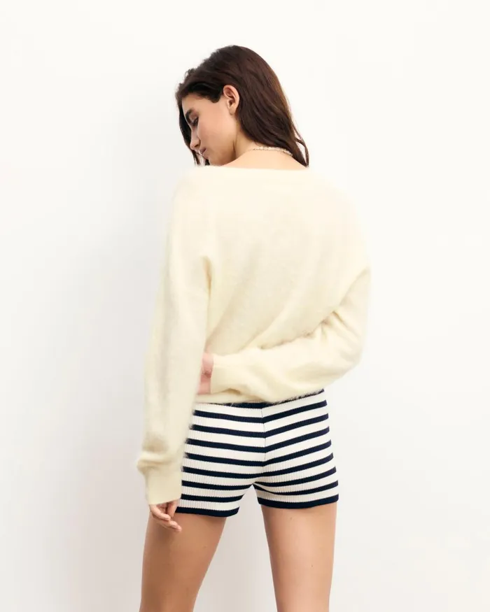 Women Cashmere Sweaters From Future Brushed VNeck Sweater White