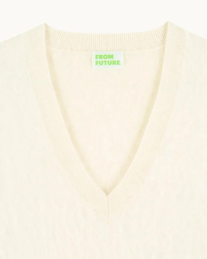 Women Cashmere Sweaters From Future Brushed VNeck Sweater White