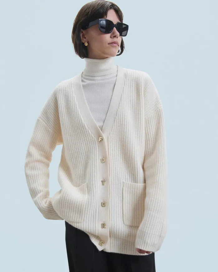 Women Cashmere Sweaters From Future Cardigan Sweater White