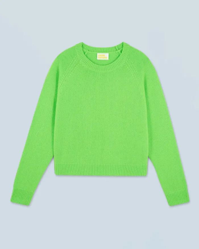 Women Cashmere Sweaters From Future Crewneck Raglan Sweater Neon Green