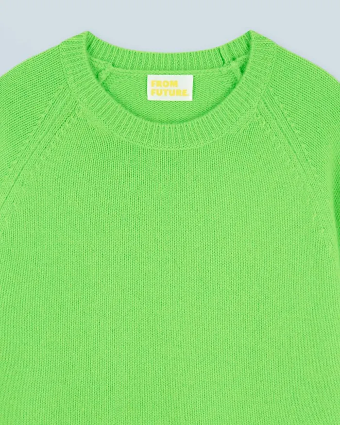 Women Cashmere Sweaters From Future Crewneck Raglan Sweater Neon Green