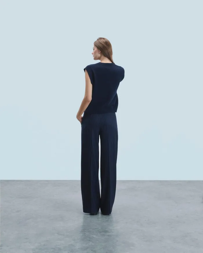 Women Cashmere Sweaters From Future Light Heart Sleeveless Sweater Navy