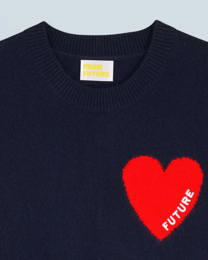 Women Cashmere Sweaters From Future Light Heart Sleeveless Sweater Navy