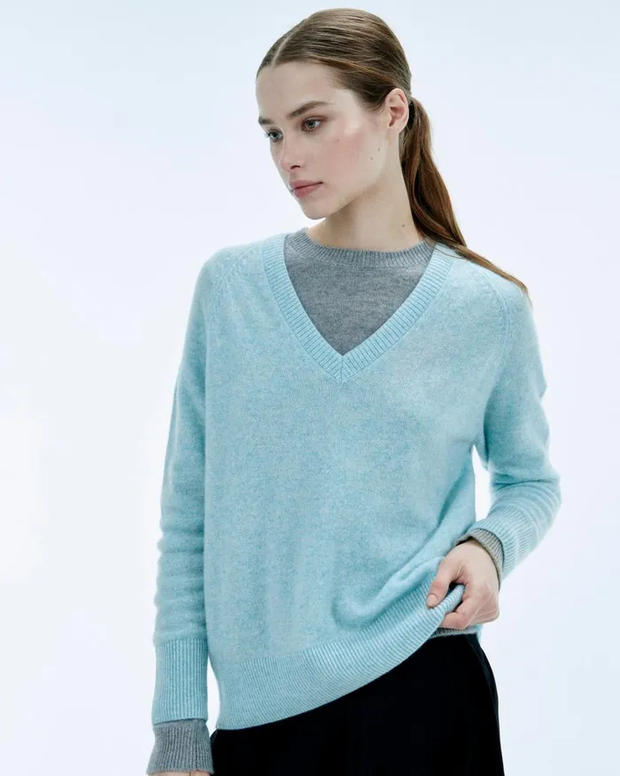 Women Cashmere Sweaters From Future Light Oversize VNeck Sweater Black