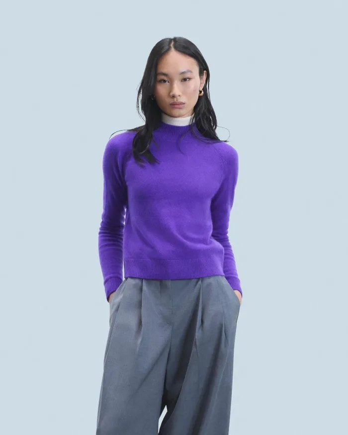 Women Cashmere Sweaters From Future Lightweight Mock Neck Sweater Pop Purple