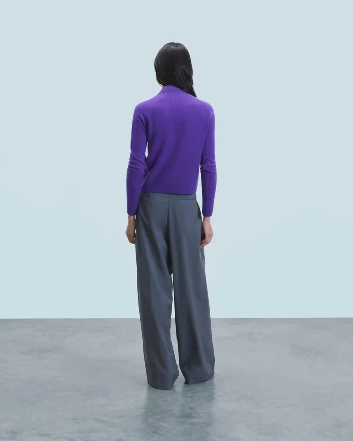 Women Cashmere Sweaters From Future Lightweight Mock Neck Sweater Pop Purple